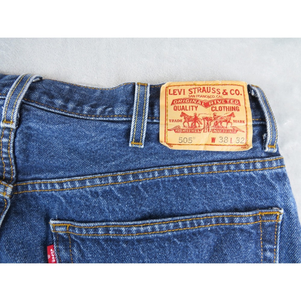 Levi's 505 Regular Fit‎ Jeans Mens W38 L32 Medium Wash Denim Cotton Blue - Picture 8 of 9
